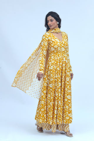 Amber Bloom Angrakha Kurta Set