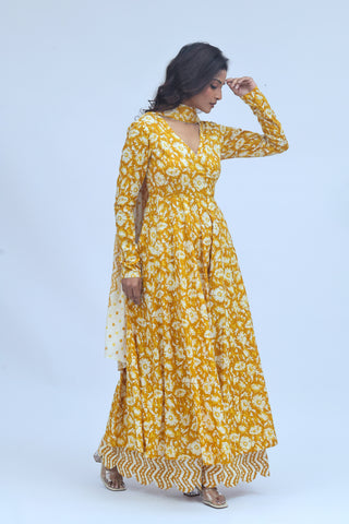Amber Bloom Angrakha Kurta Set